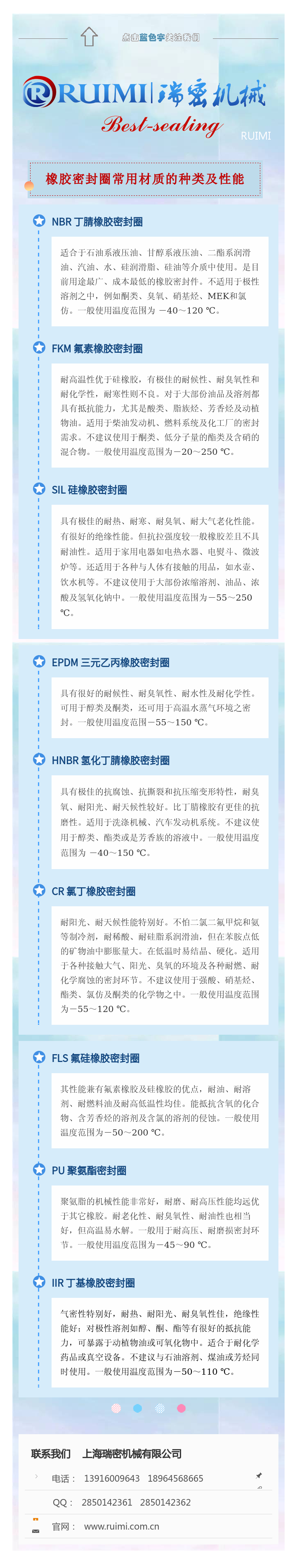 橡胶密封圈材质的种类及性能